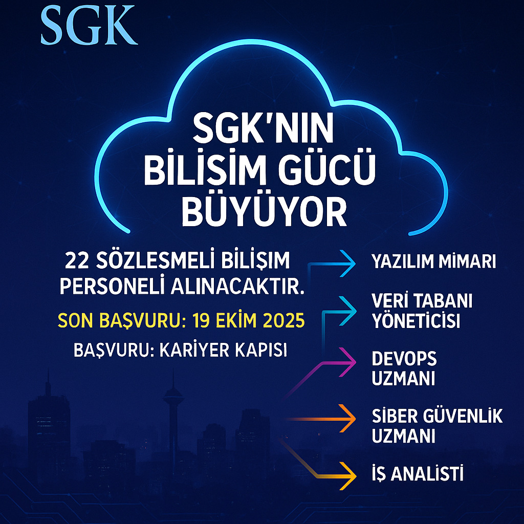 SGK Bilgi Teknolojileri Genel Müdürlüğü’ne 22 Sözleşmeli Bilişim Personeli Alınacak!