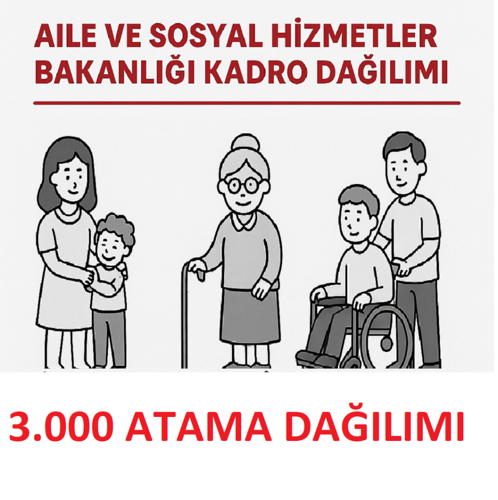 AİLE VE SOSYAL HİZMETLER BAKANLIĞI 3.000 ATAMA KADRO DAĞILIMI & İL DAĞILIMI